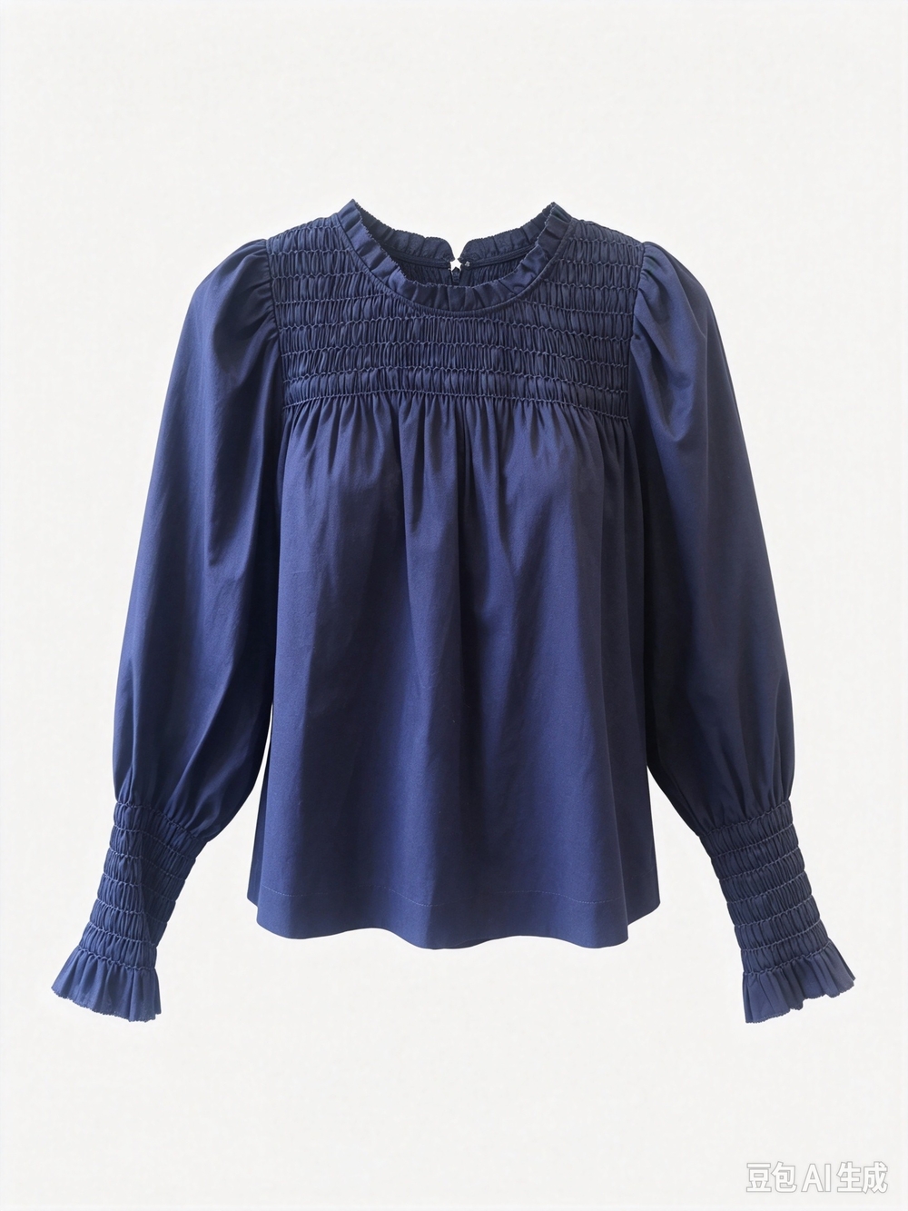 Sea New York Navy Smocked Yoke Long-Sleeve Women's Top